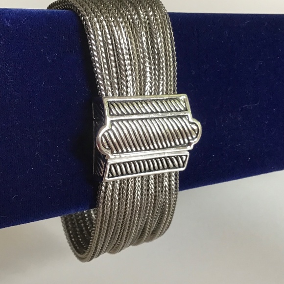 Large bracelet with crystalline stones - silver and golden tone - Picture 8 of 11